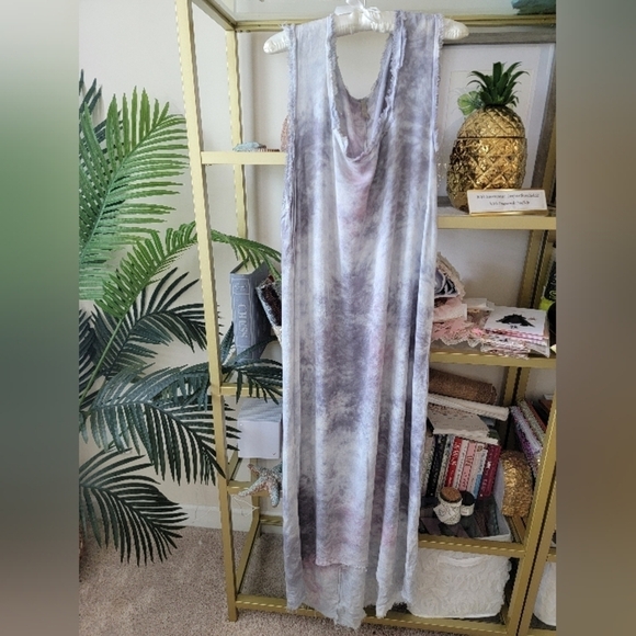 Blue and Purple Tye Dye Beach and Swim Midi Cover Up - Size Medium - Picture 2 of 7